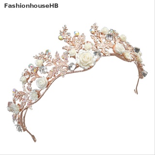 FashionhouseHB Crystal Tiara Gold Wedding Crown Baroque Rhinestone Bride Hair Crown Headband Hot Sell