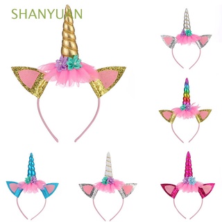 shanyuan linda banda de pelo mujeres fiesta de cumpleaños decoraciones unicornio diadema flor princesa 1pc floral niños corona headwear/multicolor (1)