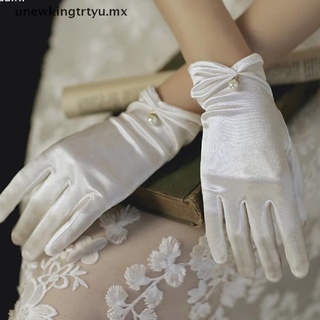 guantes cortos de novia de novia para mujeres/guantes cortos de satén con dedo completo/longitud de muñeca/guantes de fiesta [unewkingtrtyu]
