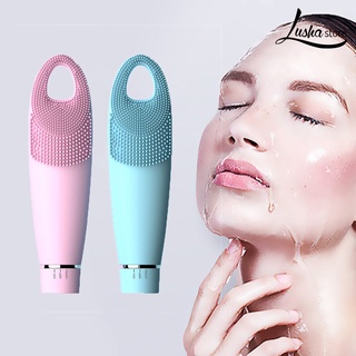 {-LuShaStore-} Waterproof Silicone Facial Cleansing Brush Electric Sonic Face Cleaner Massager