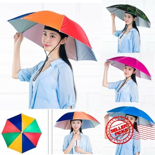 1pcs sombrero de gran tamaño paraguas sombrero sombrero paraguas sombrero paraguas montado en la cabeza paraguas al aire libre pesca agricultura q5m3