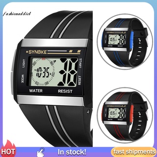 fa reloj de pulsera digital rectangular luminoso con retroiluminación deportivo con alarma de fecha para hombre