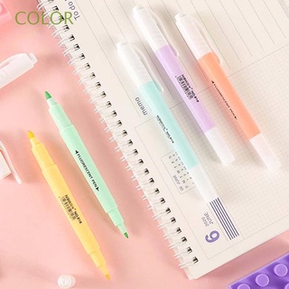 COLOR Kids Fluorescent Pen Stationery Markers Pen Double Head 6Pcs/Set Office Supplies Candy Color School Supplies Student Supplies DIY Drawing Highlighter Pen