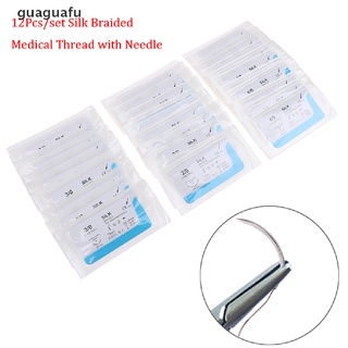 Guaguafu 12PCS Dental Surgical Needle Silk Medical Thread Suture Surgical Practice Kit MX
