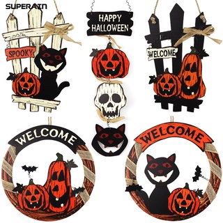 Placa Decorativa De madera con estampado De calabazas Para Halloween Halloween