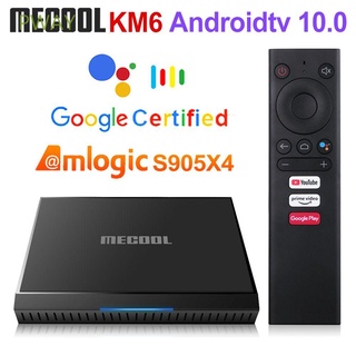 pway mecool km6 deluxe 4gb 64gb smart tv box bt 5.0 set top box amlogic s905x4 1000m lan control de voz 2021 android 10.0 wifi 6