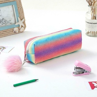 Rainbow Student Multi-function Pencil Case Simple Shiny Box Capacity Bag Large Cosmetic Y5K8 (5)
