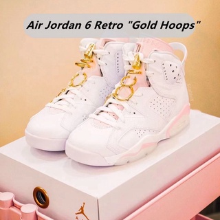 Tênis Esportivo Nike Air Jordan 6 Retrô / Aros Dourados "Com Cano Alto Para Mulheres