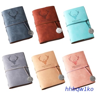 hhbqw1ko.mx Vintage PU Leather Cover Loose Leaf Blank Notebook Journal Diary with Strap