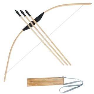 Arco de madera de madera con 3 flechas y carcaj niños juguete de madera arco arco DIY conjunto