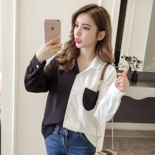 Ready Stock casual comfort black and white long sleeve Blouse