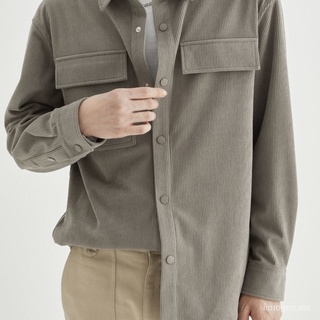 otoño suelto pana camisa abrigo marea estilo japonés retro bolsillo casual cardigan pana manga larga camisa de los hombres