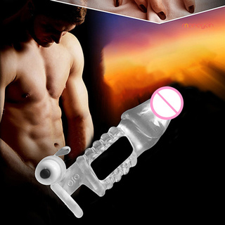 (Sexual) vibrador condón reutilizable juguete Sexual hombres cristal preservativo pene extensor para adultos