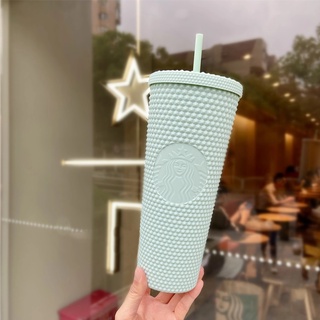 Ins style Starbucks vaso reutilizable taza de paja esmerilada Durian serie diamante tachonado taza Starbucks taza plata cuadros brillante diamante (1)