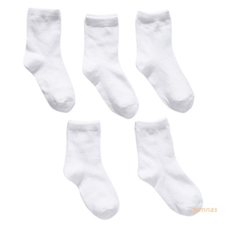 gymnas 5 Pairs Kids Pure White Sock Baby Boy Girl Solid Breathable Cotton Sport Spring