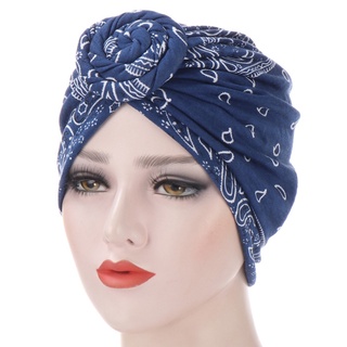lu gorro turbante pre-atado para mujer paisley floral headwrap espiral nudo quimio gorra (1)