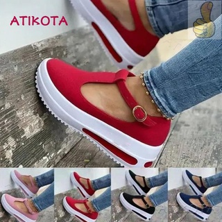 atikota mujer moda plataforma en forma de t diseño sandalias casual redondo cerrado puntera sandalia para señoras
