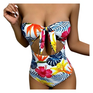 Mujer Sexy impreso Strappy una pieza playa Bikini traje de baño ropa de playa (2)