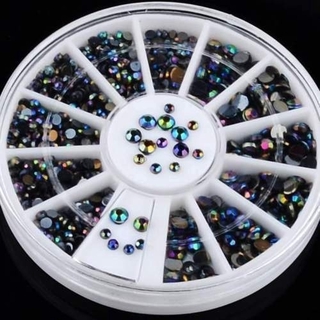 3d 300 pzs puntas de arte de uñas gemas cristal purpurina diamantes de imitación decoración diy + rueda