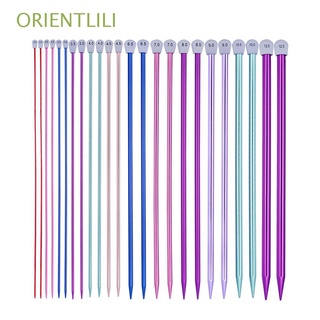 ORIENTLILI 2Pcs/set|2.0-12mm New Knitting Needles Long Weaving Tool Straight Pins Single Pointed Sweater Scarf DIY Aluminum