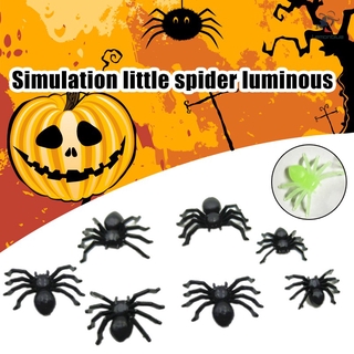 20/50 piezas de arañas decorativas de halloween brillan en negro oscuro plástico araña juguetes de halloween broma realista accesorios