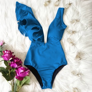[ Women Fashion Beach Swimming Suit ] [ Floral Printed Sexy Bikini Bra] [ Deep V-neck Ruffle Swimwear ] [ Premium Fabric One-piece Swimsuit ] (5)
