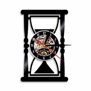 Hoursglass pared arte tiempo reloj colgante Sandglass decoración de pared vinilo registro reloj de pared decorativo temporizador reloj de pared Vintage reloj
