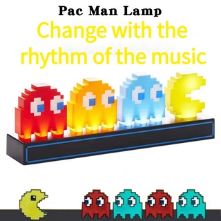 Lindo Creativo PAC-MAN Comer Frijol Hombre Lámpara Frijoles Guerras Control De Voz USB Luz De Noche Música Ritmo Cambio De Color Mesa