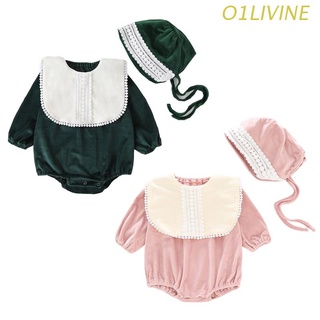 O1LI 2Pcs Baby Girl Long Sleeve Romper with Hat Set Newborn Infant Princess Spring Summer Jumpsuit Clothes Outfits