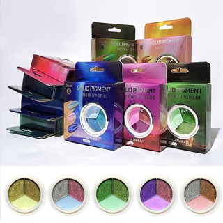 3MCB Polvo Efecto Triple Color Para Uñas OBP Exclusivo en Shopee, Efecto espejo,aurora,sirena 3 en 1