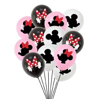 juego de 10 pzas/juego de globos de látex con estampado de minnie mickey mouse/decoración de fiesta