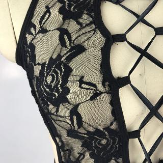 2020 New Sexy lencería Sexy de encaje negro Perspectiva mujer Teddy lencería Cosplay Uniforme de Gato Sexy disfraces Eróticas (5)