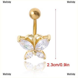 Wallsky 💕 acero inoxidable mariposa cristal hélice ombligo anillos vientre Piercing cuerpo joyería (9)