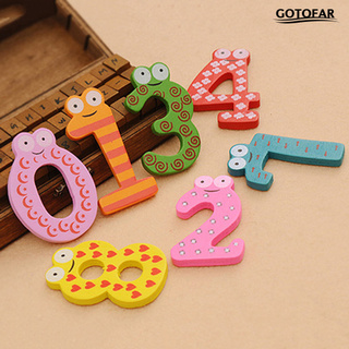 G.R 10Pcs lindo imán de madera para nevera número 0-9 niños colorido juego de juguetes educativos