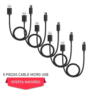 5 Piezas Cable Usb A Micro Usb Celular Tablet 1m Carga Rápida