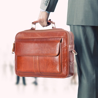 inlove moda negocios hombres maletín cuero genuino oficina hombro portátil bolsa