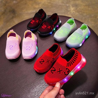 YL🔥Stock listo🔥WALKERS zapatillas de deporte de diseño led transpirables antideslizantes para bebés/niños/zapatos de suela suave para caminar primeros pasos