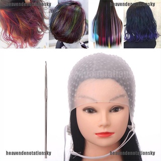 he9mx silicona cabello destacados gorra con aguja reutilizable cabello colorear gorra cabello tinte sombrero 210907