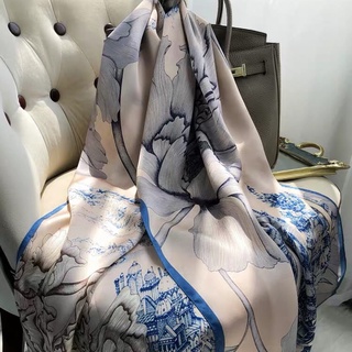 2021 mujer seda invierno bufanda diseño de lujo impresión señora playa chal bufandas suave foulard hembra hiyab