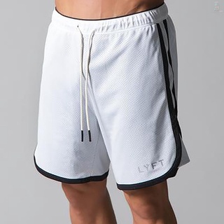 Los hombres pantalones cortos deportivos de secado rápido bolsillos sueltos elásticos baloncesto correr pantalones cortos Fitness gimnasio entrenamiento pantalones