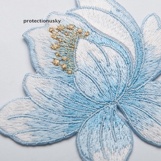 prmx diy tela bordada plancha sobre parche coser motivo apliques cielo de loto (3)