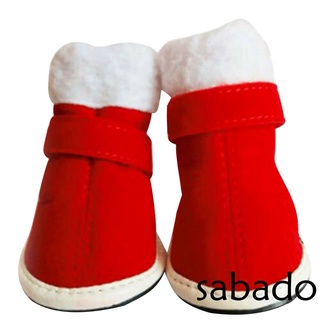 sabado4 Pcs Christmas Anti-Slip Dog Shoes, Dog Paw Protection with Rubber