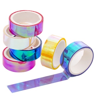 Jikun Color láser cinta de enmascaramiento conjunto diario pegatinas agenda planificador Washi cinta impermeable