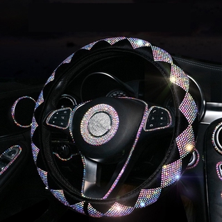 Vend lujo cristal colorido diamantes de imitación coche volante cubiertas Diamante diamantes de imitación coche cubierta volante felpa (2)