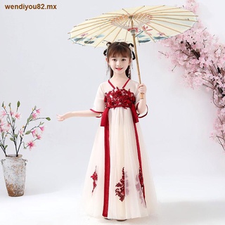 Disfraz de niña Hanfu para niños, ropa de primavera y verano, falda de hada de estilo chino, disfraz de Tang, disfraz de super hada, conjunto de falda de disfraz