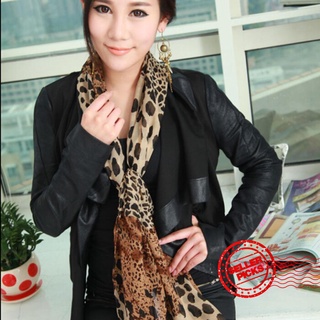 nueva noble moda de las mujeres largo suave envoltura señora chal de seda gasa leopardo bufanda l9y7