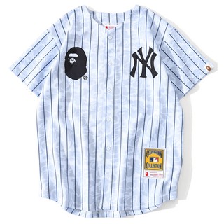 Nuevo Bape moda béisbol uniforme camiseta hombres mujeres transpirable mejor calidad Casual camisas