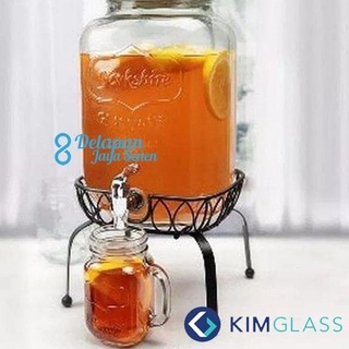 Dispensador de vidrio de 8 l, dispensador de jugo, jarra de agua de vidrio, tanque de agua, oro (mejor producto)