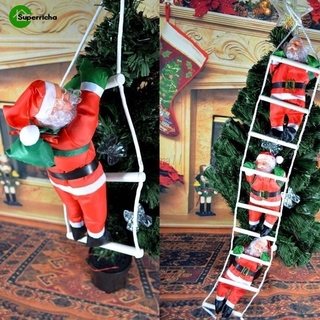 [New Santa Climbing On Rope Ladder Indoor][Outdoor Christmas Garden Decoration] (1)