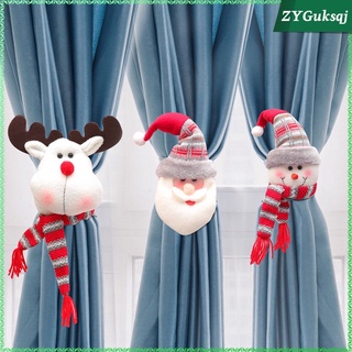 cortina de navidad tieback santa muñeco de nieve muñeca tiebacks sujetador hebilla abrazadera para festival ventana decoraciones hogar